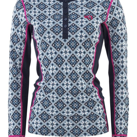 Kari Traa Rose Long Sleeve Top - 100% Merino Wool Royal Color NWT 622692 - Picture 3 of 4